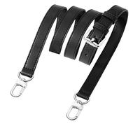 0.71" Correa de Bolso de Cuero, Correa de Mano, Correas de Bolso Ajustables, reemplazo de Correas Cruzadas Clasp de plata2 Capas Negro