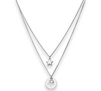 0,8mm Cadena Tipo Grillete Redonda Collar Estrellas De 925 Plata Rodinada 38cm