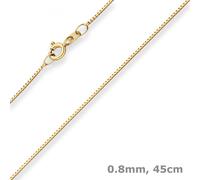 0,8mm Cadena Veneciana Cadena de Oro Collar Collar de 333 Oro Oro Amarillo 45cm