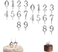 0-9 Numbered Birthday Cake Candle Holder Set, Reusable Number Birthday Candle Holder Set, Stainless Steel Reusable Number Topper, for Family Events Home Celebrations (2PCS)