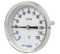 0 a +120°C Termómetro bimetálico de acero inoxidable Gabinete de 100mm Vástago de 63mm Trasero