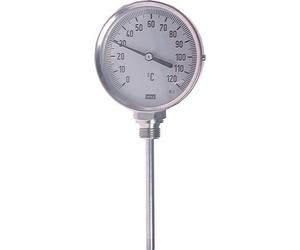 0 a +160°C Termómetro industrial bimetálico de acero inoxidable Gabinete de 160mm Fondo de vástago de 63mm