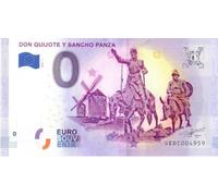 0 euros billete Don Quijote y Sancho Panza · España · Souvenir o Cero € Certificado de recuerdo