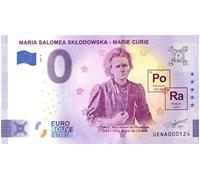 0 euros billete Marie Curie · Maria Salomea Sklodowska · Souvenir o cero € Certificado de recuerdo