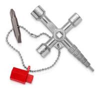 00 11 04 llave para armario de control, Llave de tubo Acero inoxidable, Acero inoxidable, 2 pata(s), 4 cabezal(es), Círculo, Plaza, Triángulo, 5,7,8 mm