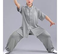 004,XXL,Traje De Tai Chi Hombre Y Mujer Ropa De Artes Marciales Kung Fu Ligero Traje para Meditación Y Qigong Unisex Manga Corta Verano Ropa De Entrenamiento