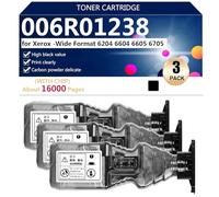006R01238 Cartucho de Tóner de Alta Capacidad de Repuesto para Xerox -Wide Format 6204 6604 6605 6705 Impresoras, 16000 Páginas,Black-3 Pack