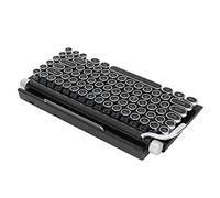 01 02 015 Teclado de Máquina de Escribir, Brillo Ajustable, Máquina de Escribir Retro, Teclado Punk, Panel Cepillado con Extractor de Llave, Eje de Repuesto para la Escuela para la Familia