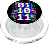 01 10 11 Binary Glitch Art Coding Programador Humor PopSockets PopGrip para MagSafe