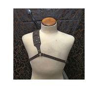 (01 café) Soporte de hombro ajustable de cuero retro para espada, armadura medieval, gótico, steampunk,