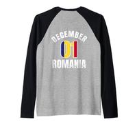 01 de diciembre Rumania Día Nacional Ziua Naionala a Romaniei Camiseta Manga Raglan