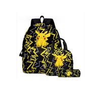 (02, 3 piezas) Mochila Pokémon Pikachu, bolsa de almuerzo, estuche para lápices, juego de regalo para