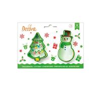 0255069 DECORA KIT 2 CORTADORES DE PLÁSTICO ÁRBOL DE NAVIDAD Y MUÑECO DE NIEVE