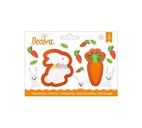0255076 DECORA SET 2 CORTADORES EN PLÁSTICO CONEJO Y ZANAHORIA 8 X H 2,2 CM