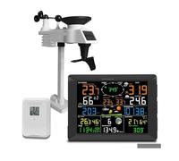 0320 Estaciones meteorológicas inalámbricas Pantalla grande de 10 pulgadas Termohigrómetro for interiores y exteriores Medidor de lluvia Velocidad del viento Soportes de 8 canales Pantalla grande