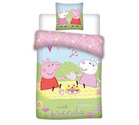 035 Peppa Pig - Ropa de Cama para niños, Ropa de Cama de Peppa Pig con Amigos, Funda de Almohada de 40 x 60 + Cama de 100 x 135 cm, 100% algodón Oeko-Tex