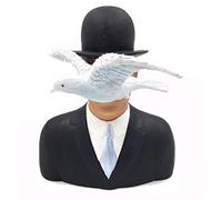 #04 - Escultura, diseño de pintura El hombre con el sombrero hongo, 16 cm, réplica basada en ilustración de René Magritte