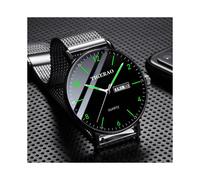 (070 black steel black face) Swiss Genuine Men's Watch Waterproof Dual Calendar Starry Sky Quartz Watch Trendy New