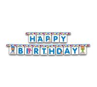 0788, Guirnalda Feliz cumpleaños Pocoyo y Nina, Multicolor para Fiestas y cumpleaños