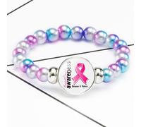(08) Pulseras de concientización sobre el cáncer de mama con material de dibujos animados mixtos para niños, recuerdo