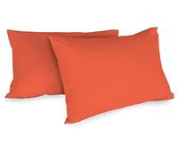 0bed Juego de 2 Fundas de cojín 100% algodón, 52 x 80 cm, Color Coral