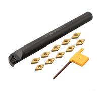 0R-SDUCR11 - Portaherramientas de torno de 20 x 200 mm para torneado de barras con insertos de carburo DCMT11T304, vástago de acero al carbono, juego de cuchillas de 10 piezas, para llave T15 incluida