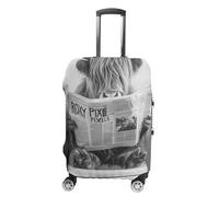 0Scottish Highland Cow in Bathroom_Whimsy Animal Art_ Bathroom Humor_ Funny Bathroom Print_ Animal on Toilet_ Black and White_ Kids Bathroom-1_1_1 Funda para equipaje, Estilo:, L(26-28inch), Funda