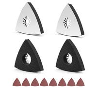 0XBIT Almohadilla de Lijado Triangular, 4 Piezas de Almohadilla de Lijado Delta de 80 MM, con 8 Hojas de Lijas para Lijadora, Adecuadas para Madera, Metal, PláStico Duro, Yeso