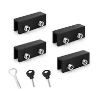 0XBIT Cierre Ventana Corredera, 4 Piezas Cerradura Puerta Corredera, Ajustable Seguridad Ventanas Correderas, Trae dos Llaves, Cierre Puerta Corredera, para Puertas y Ventanas Correderas