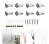 0XBIT Gancho Pared, 8 Piezas Percha Baño Plateados, Colgador Baño de Acero Inoxidable, Colgadores Baño con Accesorios de Montaje, para Dormitorios, Cocinas y Baños