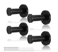 0XBIT Ganchos de Pared Redondos Negros, 4 Piezas Gancho Pared de Acero Inoxidable, Colgadores Pared Individuales 53 mm, Colgador Baño con Tornillos, Adecuado para Baños, Cocinas y Dormitorios