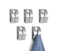 0XBIT Ganchos Pared, 5 Piezas Colgador Plata, Gancho Adhesivo Acero Inoxidable, No Requiere Perforación, Diseño Anticolisión para Cocina, Baño