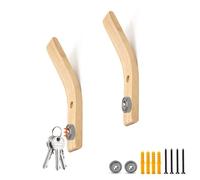 0XBIT Ganchos Percheros de Madera, 2 Piezas Perchero Pared Madera 165mm, Perchero de Pared con Lmán Negro, Percha Pared, la Superficie Está Pulida a Mano, Adecuado para Dormitorio y Sala de Estar