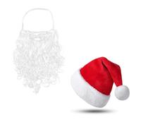 0XBIT Gorro Navidad, Gorro Navideño con Barba de Papá Noel, Sombrero de Santa para Adultos, Gorro de Papá Noel Adecuados para la Decoración Navideña