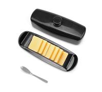 0XBIT Mantequillera Francesa 19×6×5 cm Mantequillera Puede Contener 250 g Molde de Mantequilla con Tapa Hermética y Tenedor para Almacenar Mantequilla y Queso, Negro