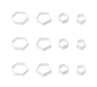 0XBIT Moldes Galletas, 12 Piezas Moldes Reposteria Plástico Biscuit Mold Set, Poligonal, 4 Tamaños para Fondant, Pasteles, Postres