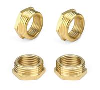 0XBIT Reductor 3/4 a 1/2, 4 Piezas Empalme Macho Hembra 3/4 a 1/2, 1/4 a 1/2 Agua Macho a Macho, Macho Latón Cromado, para Conversión Conexión Manguera