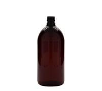 1.000 ml botella médica de PET, marrón, plástico, boca: PP 28