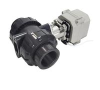 1-1/2“ Plastic Motorised Ball Valve 15Nm Actuator With PVC True Union DN40 Ball Valve 2/3/5/7 Control Wires For Water Treatment(GLUE END(50MM)_DC12V_CR501)