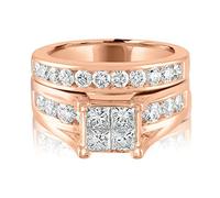 1-1/2CT. Anillo de compromiso en un anillo de banda blanca de rosa amarilla de 10k 14K Juego de boda Moissanite Anniversary Anniversary Anniversary Valentine Jewerly Regalo para amantes, tamaño