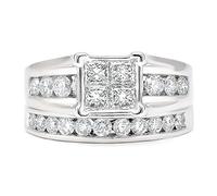 1-1/2CT. Anillo de compromiso en un anillo de banda blanca de rosa amarilla de 10k 14K Juego de boda Moissanite Anniversary Anniversary Anniversary Valentine Jewerly Regalo para amantes, tamaño