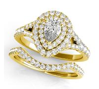 1-1/6 Anillo de compromiso en forma de forma de pera en 10k 14k Rose amarillo Juego de rosa blanca Doble Halo Halo Cut Anniversary Anniversary Anniversary Anniversary Anniversario Valentín Jewely para