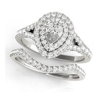 1-1/6 Anillo de compromiso en forma de forma de pera en 10k 14k Rose amarillo Juego de rosa blanca Doble Halo Halo Cut Anniversary Anniversary Anniversary Anniversary Anniversario Valentín Jewely para