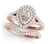 1-1/6 Anillo de compromiso en forma de forma de pera en 10k 14k Rose amarillo Juego de rosa blanca Doble Halo Halo Cut Anniversary Anniversary Anniversary Anniversary Anniversario Valentín Jewely para
