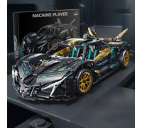 1:10 [2113 piezas Bloques de Construcción de Coche Deportivo Negro y Dorado] Re-Grabada | Detalles Exquisitos Completos | Estética Mecánica | Adecuado para Regalos de Halloween/Navidad/Festival