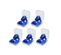 1-10 pares de tapones de silicona con cancelación de ruido, reutilizables, con cuerda, impermeables, para natación, vienen con caja (5 pares, azul)