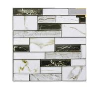 1/10 piezas 3D Faux Stone Peel and Stick Panel de pared autoadhesivo for azulejos de cocina contra salpicaduras Adhesivo de pared 3D Adhesivo de azulejos 30 cm X 30 cm(Black - 10pcs)