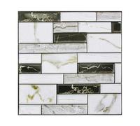 1/10 piezas 3D Faux Stone Peel and Stick Panel de pared autoadhesivo for azulejos de cocina contra salpicaduras Adhesivo de pared 3D Adhesivo de azulejos 30 cm X 30 cm(Black - 1pc)