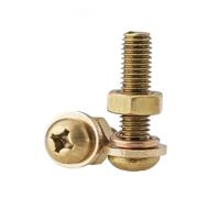 1-10 piezas 4 en 1 de latón cruz cabeza redonda perno M3-M8 tornillo para máquina de cobre tuerca arandela plana arandela elástica conjunto combinado (20 mm,(2pcs) -M6)