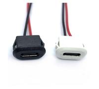 1-10 Piezas USB Tipo C Conector de 2 Pines Hembra Tipo C con Hebilla de Tarjeta Puerto de Carga rápida 3A Enchufe de Cargador USB-C(Black,2pcs)